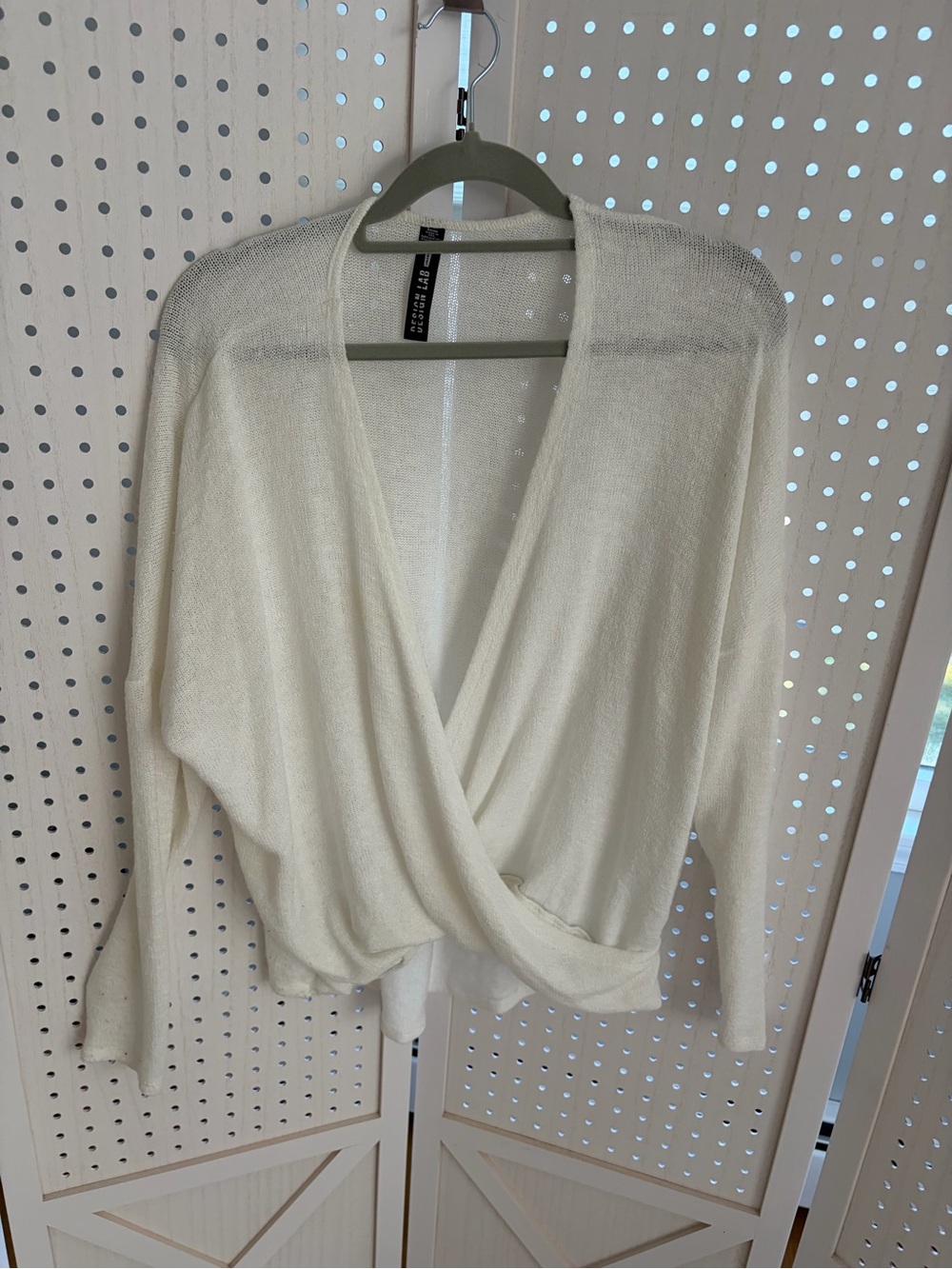 Open Front Cream Draped Sweater Designer Lab -